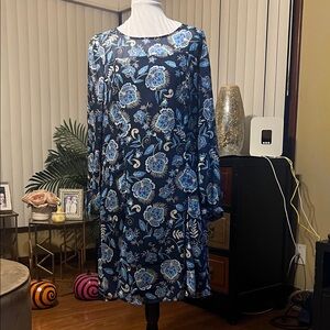 The Limited Blue Floral Long Sleeve Dress